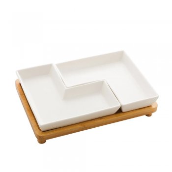 Conjunto Petisqueira em Porcelana Matt com Bandeja - Branco