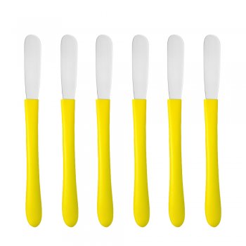 6 Espátulas para Manteiga com Cabos Coloridos - Amarelo
