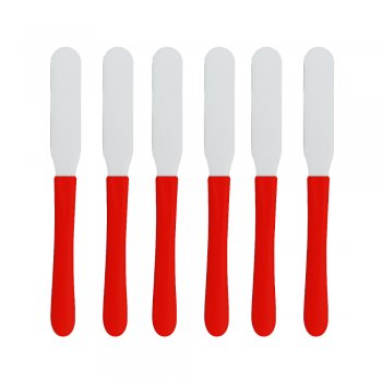 6 Espátulas para Manteiga com Cabos Coloridos - Vermelho