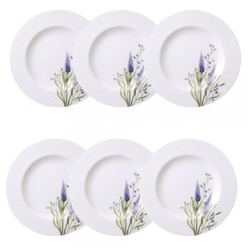 Jogo de 6 Pratos de Porcelana Sobremesa Lilla tramontina 21 Cm