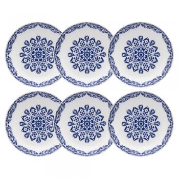 Jogo 6 Pratos Fundos 21 cm Coup Blue Indian