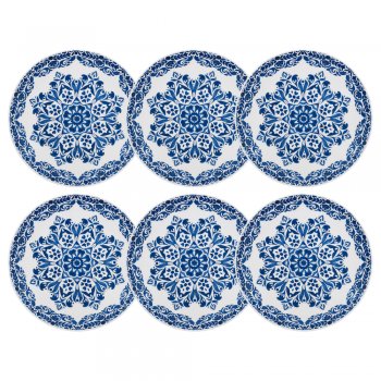 Jogo 6 Pratos de Sobremesa 21 cm Coup Blue Indian