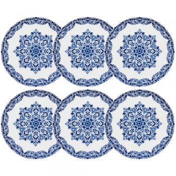 Jogo 6 Pratos Raso 28,5 cm Coup Blue Indian