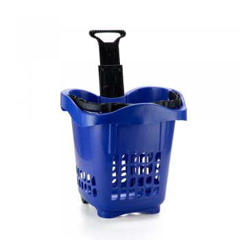 Kit 5 Cestas de Mercado Multiuso com Rodízio 30 Litros - Azul