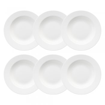 Jogo 6 Pratos Fundos Flamingo White 24 Cm