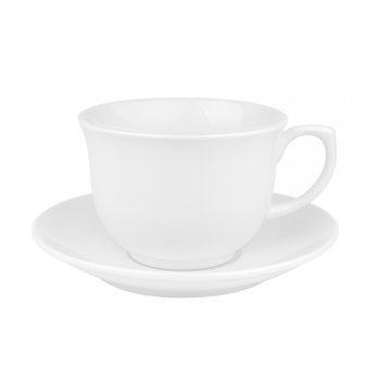 Xícara Grande 240 Ml Com Pires Flamingo White