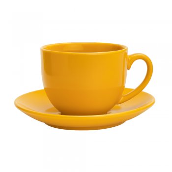 Xícara de Chá 220ml com Pires Amarelo Açafrão – Coleção Mix & Match