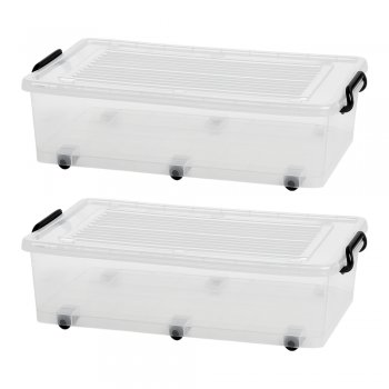 Jogo 2 Container Plástico N°8 com Rodinhas 36 Litros