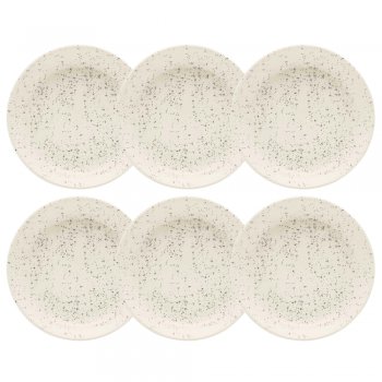 Jogo 6 Pratos Fundo Flat Chuvisco