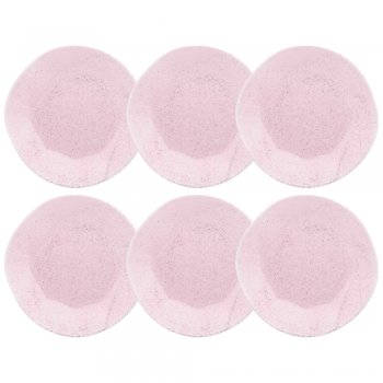 Jogo 6 Pratos Raso Ryo Pink Sand