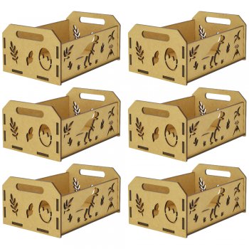 Jogo 6 Caixinhas Pequenas em MDF com Recorte Dinossauro