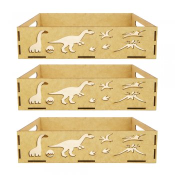 Jogo 3 Caixas em MDF com Recorte Dinossauro